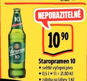 Pivo světlé výčepní 10° Staropramen