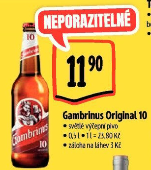 Pivo světlé výčepní Originál 10° Gambrinus