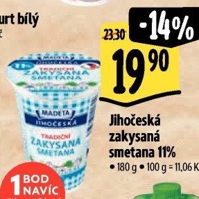 Smetana zakysaná Jihočeská Madeta 11%