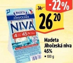 Sýr Niva Jihočeská 45% Madeta