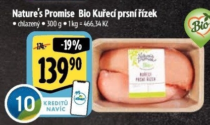 Kuřecí prsní řízky bio Nature'