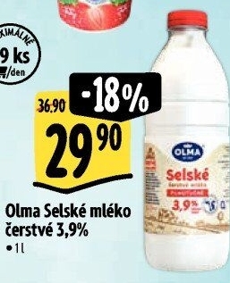 Mléko čerstvé selské Olma - 3,9% plnotučné