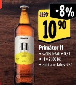 Pivo světlý ležák 11° Primátor