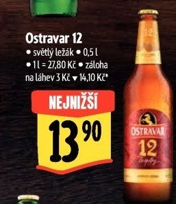 Pivo světlý ležák 12° Ostravar