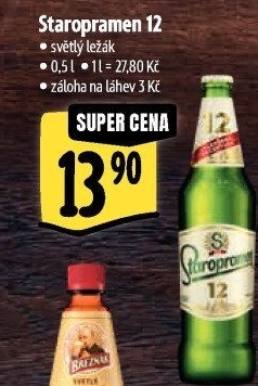 Pivo světlý ležák 12° Staropramen