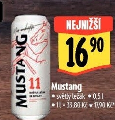 Pivo světlý ležák Mustang 11° Ostravar