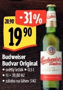 Pivo světlý ležák Original Budweiser Budvar