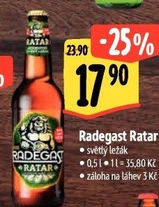 Pivo světlý ležák Ratar Radegast