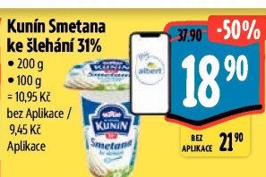 Smetana ke šlehání Mlékárna Kunín 31%