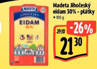 Sýr Eidam Jihočeský 30% Madeta
