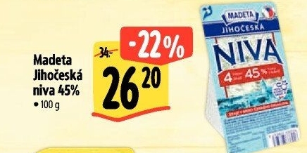 Sýr Niva Jihočeská 45% Madeta