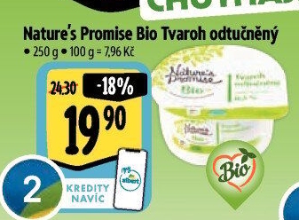 Tvaroh odtučněný bio Nature'