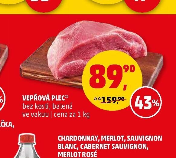 Vepřová plec bez kosti, balená ve vakuu