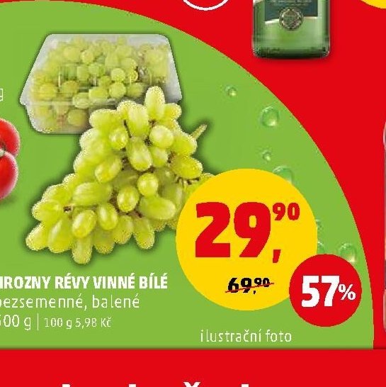 Hrozny révy vinné bílé bezsemenné, balené 500 g
