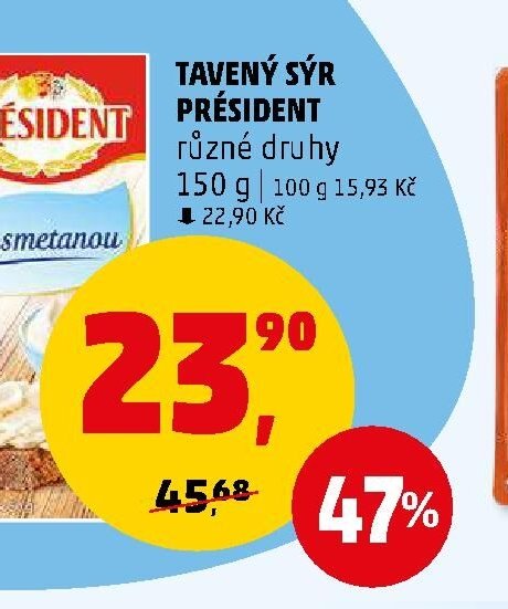 PRÉSIDENT Tavený sýr různé druhy