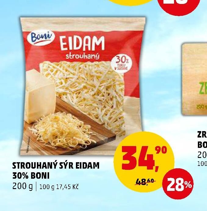 Strouhaný sýr Eidam 30% Boni