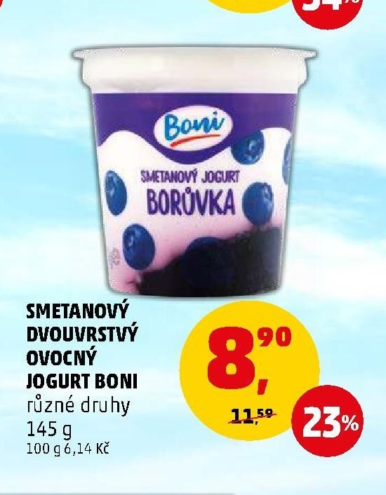 Smetanový dvouvrstvý ovocný jogurt Boni
