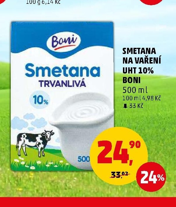Smetana na vaření UHT 10% Boni