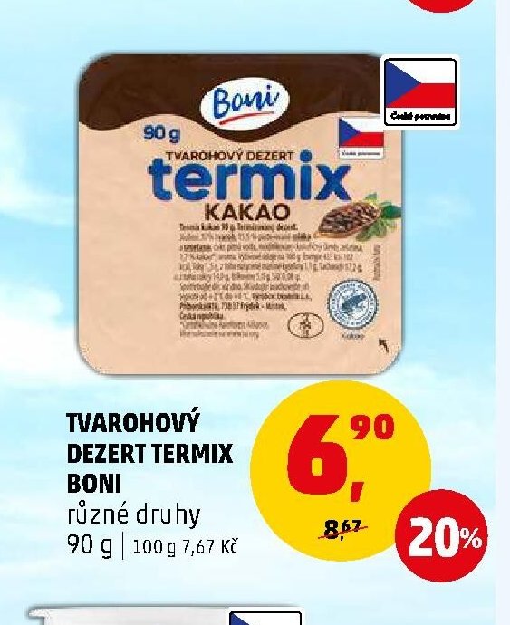 Tvarohový dezert Termix Boni