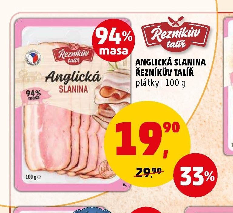 ANGLICKÁ SLANINA ŘEZNÍKŮV TALÍŘ plátky 100 g