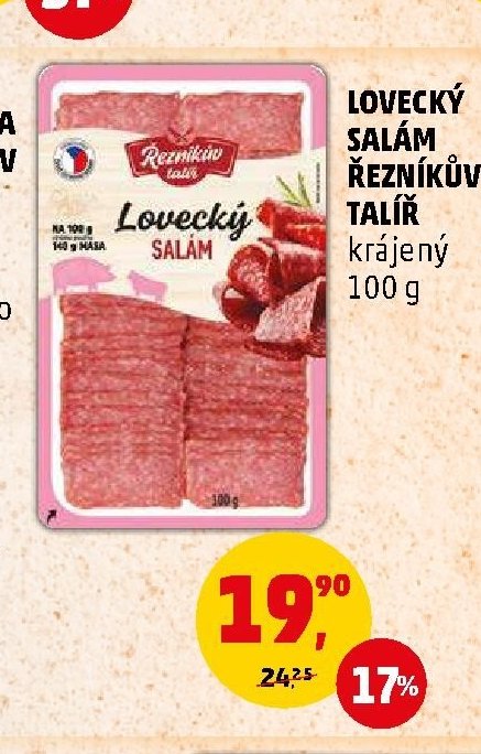 LOVECKÝ SALÁM ŘEZNÍKŮV TALÍŘ krájený 100 g