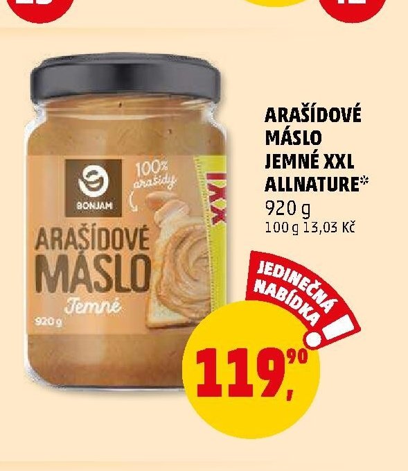 Arašídové máslo jemné XXL Allnature