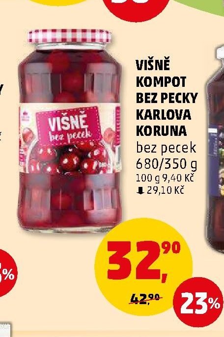 VIŠNĚ KOMPOT BEZ PECKY KARLOVA KORUNA