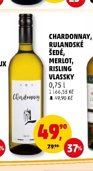 Chardonnay, Rulandské šedé, Merlot, Risling Vlassky