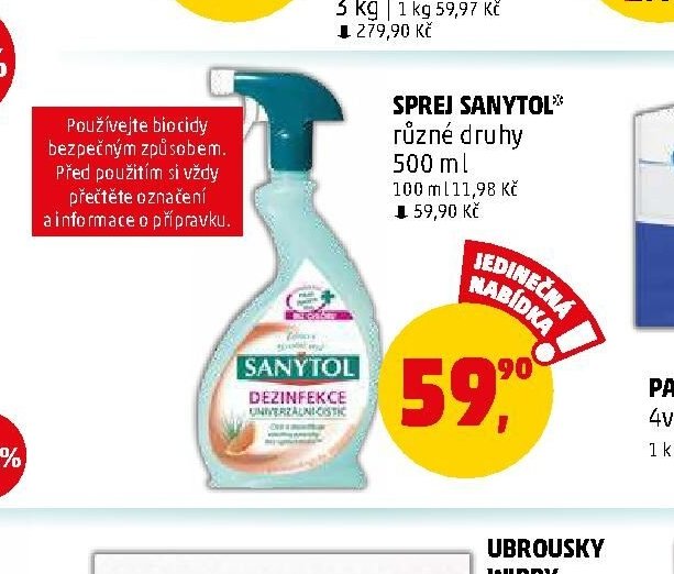 SPREJ SANYTOL různé druhy