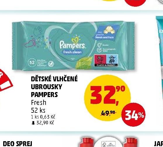DĚTSKÉ VLHČENÉ UBROUSKY PAMPERS Fresh
