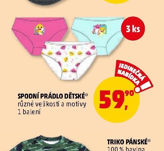 SPODNÍ PRÁDLO DĚTSKÉ