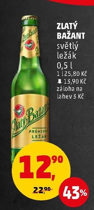 Zlatý Bažant světlý ležák 0,5 l