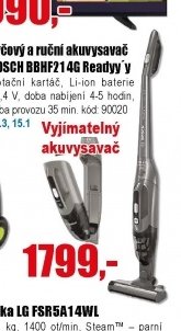 Tyčový a ruční akuvysavač BOSCH BBHF214G Readyy'y
