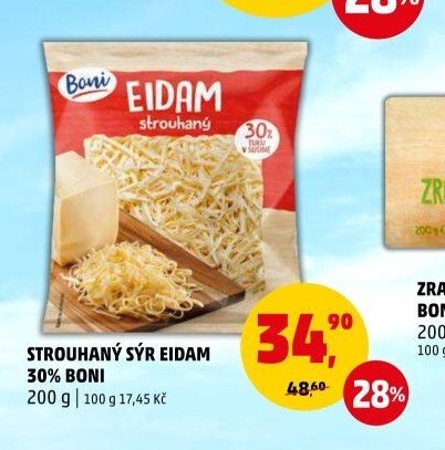 STROUHANÝ SÝR EIDAM 30% BONI 200 g