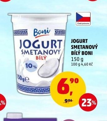 JOGURT SMETANOVÝ BÍLÝ BONI 150 g