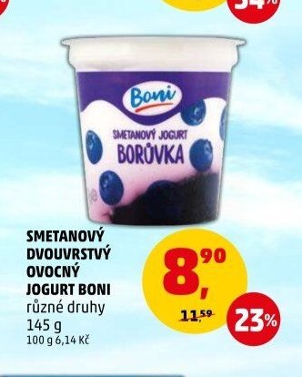 SMETANOVÝ DVOUVRSTVÝ OVOCNÝ JOGURT BONI 145 g