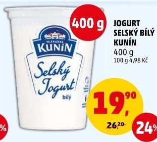 Bílý jogurt selský Mlékárna Kunín
