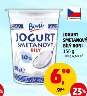 Bílý jogurt smetanový Boni