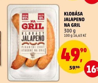 Klobása jalapeňo Na gril Penny