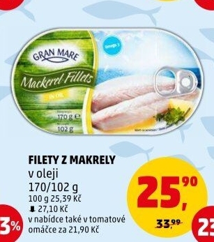 Makrela filety v oleji Gran Mare