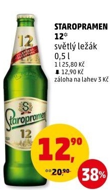 Pivo světlý ležák 12° Staropramen