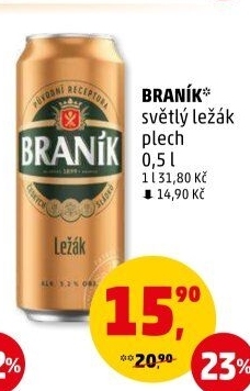 Pivo světlý ležák Braník