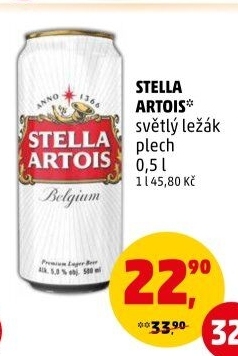 Pivo světlý ležák Stella Artois
