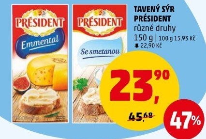 Tavené sýry Président
