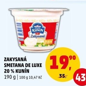 Zakysaná smetana de luxe Mlékárna Kunín 20%