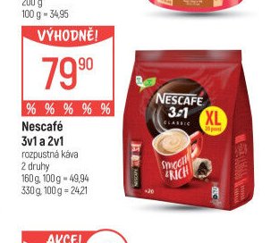 Nescafé 3v1 a 2v1 rozpustná káva