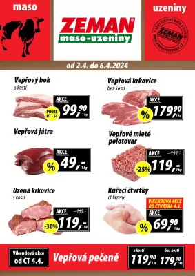 akční leták ZEMAN maso - uzeniny 2.4.2024-6.4.2024