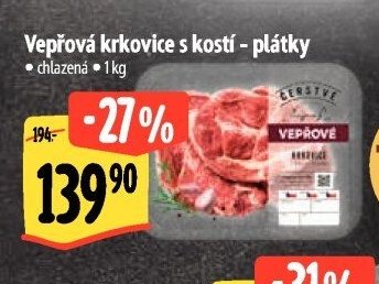 Vepřová krkovice s kostí - plátky