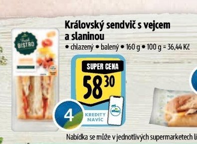 Královský sendvič s vejcem a slaninou