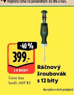 Ráčnový šroubovák s 12 bity